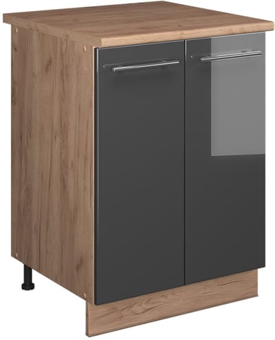 Vicco Wastafelkast Fame-Line, Antraciet Hoogglans/Goudkleurig Eiken, 60 cm