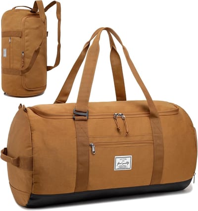 SnelShoppen - Reistas voor Heren en Dames 60L – Grote Sporttas Rugzak met Schoenenvak, Waterdicht en Lichtgewicht voor Reizen, Fitness, Outdoor, Bruin