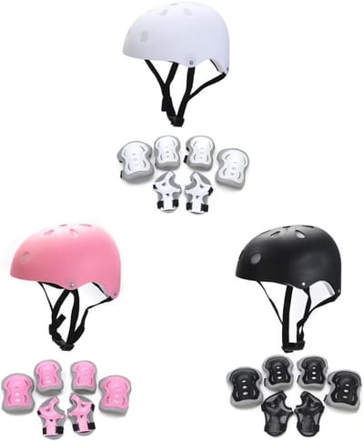 Beschermingsset Kinderen - Helm met beschermers - Actieve buitenpret - Compleet 7-delig - 30 x 20 x 54 cm