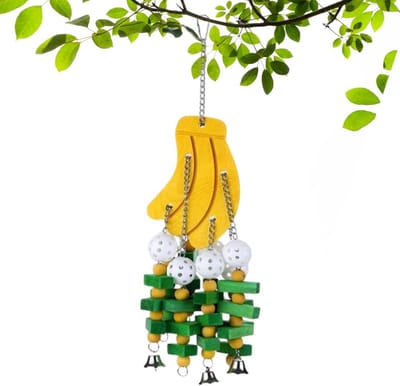 Vogel Foerageerspeelgoed - Papegaai Bijtspeelgoed - Snavelonderhoud - Interactief Bananenontwerp - 25 x 20 x 10 cm - Multicolor