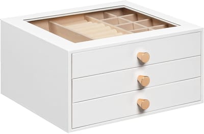 Dailygoods - Moderne Sieradendoos met Glazen Venster en 3 Lades