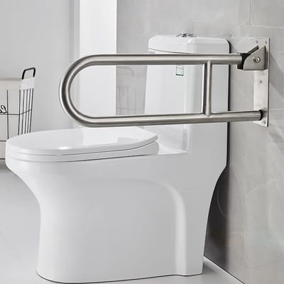 Veiligheidsbeugel Badkamer - Opklapbare Handgreep - Ondersteuning Toilet - Inklapbaar Ontwerp - 75 cm - Zilverkleurig