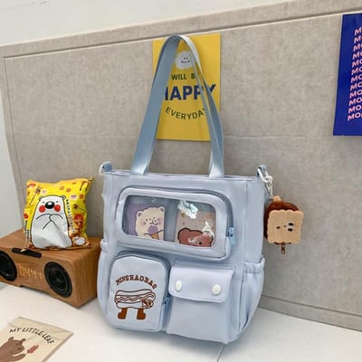 Niche Ontwerp Hoge Waarde Japanse Schattige Bijles Tas Tote Tas Grote Capaciteit Student Handtas voor Les Schoudertas gray