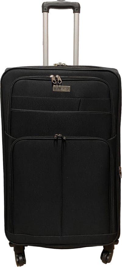 Reiskoffer met wielen softcase 96 liter - met cijferslot - expender - voorvakken - zwart