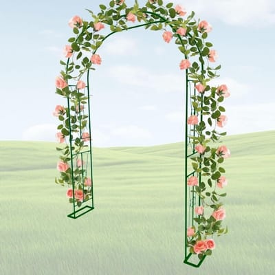 Smeedijzeren Tuinboog - Rozenboog Klimplanten - Tuindecoratie Creëren - Robuust Gepoedercoat Frame - 150x240cm - Groen