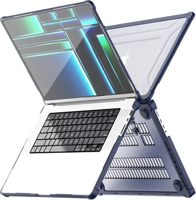 Hoes Geschikt voor MacBook Pro 16 inch Hoes Blauw shockproof heavy duty hoesje - MacBook Pro 16 inch Case 2025-2021 M4 M3 M2 M1 A3403 A3186 A2991 A2780 A2485 case met Opvouwbare kickstand hoes hardcover