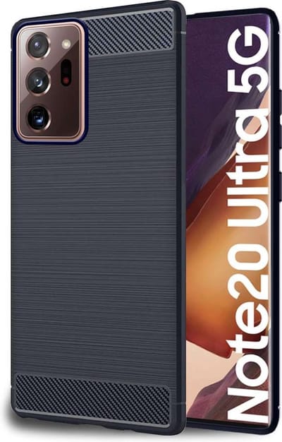 ebestStar - Hoes geschikt voor Samsung Galaxy Note20 ULTRA (4G, 5G), TPU Bescherming Cover, Koolstof Design Hoesje, Donkerblauw