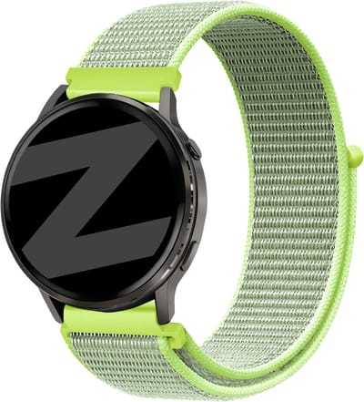 Bandz Nylon loop bandje geschikt voor Garmin Vivoactive 4 / Garmin Venu 4 - 45mm / Garmin Venu 3 / Garmin Venu 2 / Garmin Forerunner 570 - 47mm / Garmin Forerunner 265 / Garmin Forerunner 255 - Knalgeel