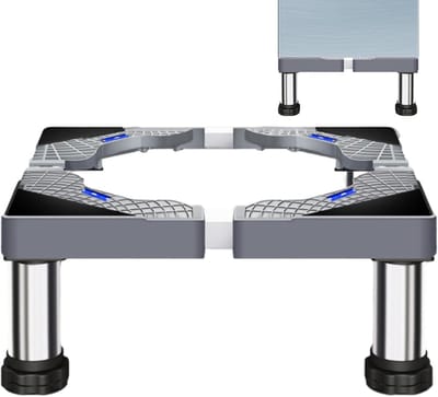 Wasmachine Sokkel - Onderstel Wasmachine Droger - Apparaten Verhogen - Verstelbare Lengte - 40-60 cm - Zilver