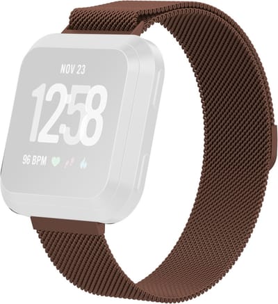 Milanees bandje - geschikt voor Fitbit Versa / Versa 2 - maat S/M - koffiekleurig