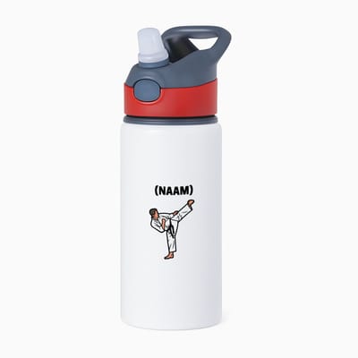 Hacebo® - Karate met eigen naam waterfles met rietje rood - Sport - Karateka - Sport - water fles - 650ML
