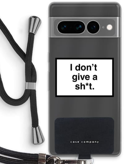 Case Company® - Hoesje met koord geschikt voor Google Pixel 7 Pro hoesje met Koord - Don't give a shit - Telefoonhoesje met Zwart Koord - Bescherming aan alle Kanten en Over de Schermrand