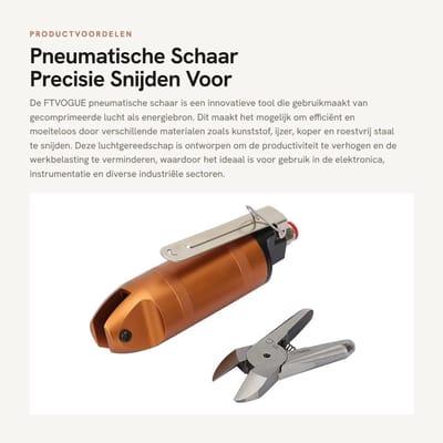 Dailygoods - Pneumatische Schaar - Precisie Snijden - Voor Metaal en Kunststof - 1.6-2.6mm - Gereedschap - Knipfunctie - Geschikt voor Hobby en Profes...