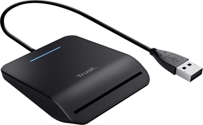 Trust Primo Smartcardlezer - Voor veilige online identificatie – ID Lezer - Kaartlezer - USB-A-Poort - USB Smartcard Reader - Zwart