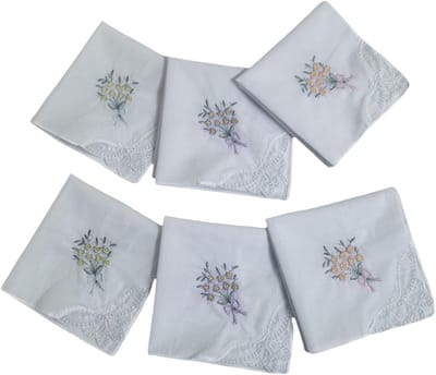 Zijden Zakdoeken - Luxe zakdoekjes - Bruiloft Accessoires - Zachte katoen - 28x27 cm - Bloemenpatroon