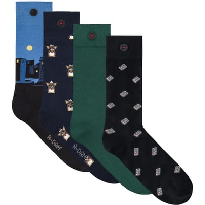 A-DAM Unisex 4-pack Casual Socks Multicolor Size: 36-40 | Socks Outlet | Unisex | Zwart