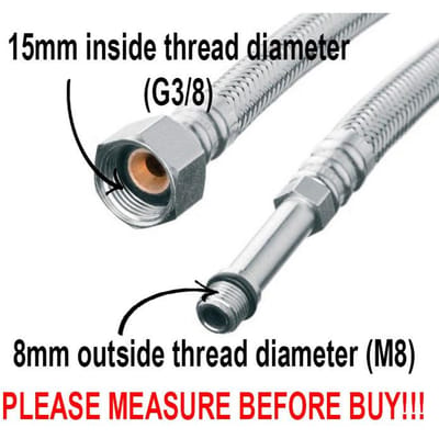 Tuyau Flexible tressé en Acier M8X3/8   Longueur 30 Cm