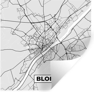 Muurstickers - Sticker Folie - Plattegrond - Blois - Stadskaart - Kaart - Frankrijk - 100x100 cm - Plakfolie - Muurstickers Kinderkamer - Zelfklevend Behang XXL - Zelfklevend behangpapier - Stickerfolie