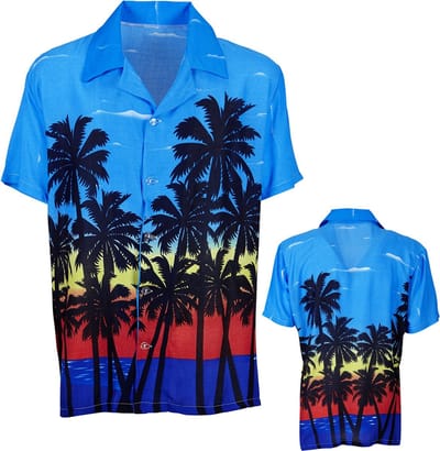 Hawaii shirt blauw palmbomen