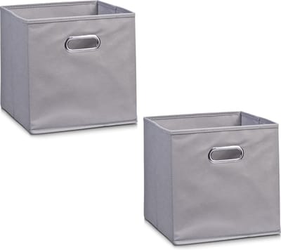 Zeller kastmanden - 2x - Grijs - vierkant - 32 x 32 cm - opbergmand - vakkenkast opbergers