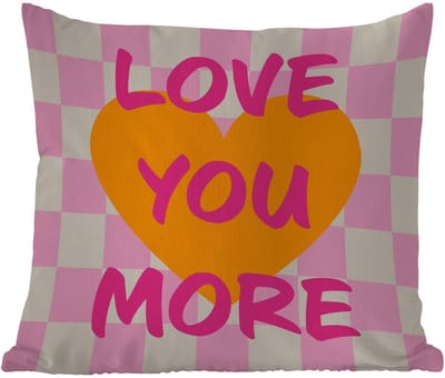 Sierkussen Buiten - Valentijn - Love - Roze - Oranje - 60x60 cm - Weerbestendig