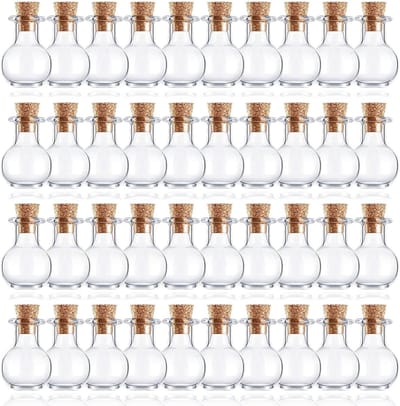 40 Stuks Mini Glazen Flessen met Kurk 3ml - Duidelijke Ronde Flessen voor DIY, Trouwen, Geuren en Bloemen
