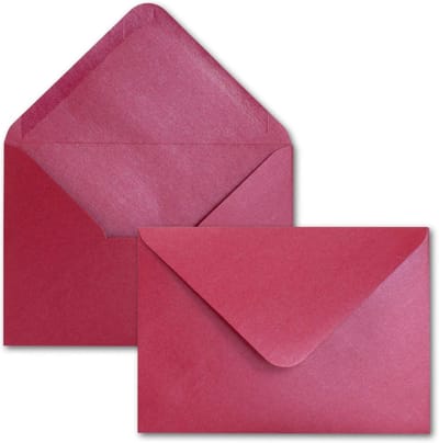 150x DIN C6 Enveloppen Donkerrood Metallic Effect Uitnodigingen 114 x 162 mm