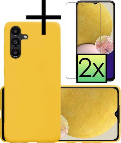 Hoesje - Met 2x Screenprotector - Geschikt voor Samsung Galaxy A13 5G - Sterk & Shockproof - Back Cover - Siliconen Case - Telefoon Hoes - Geel