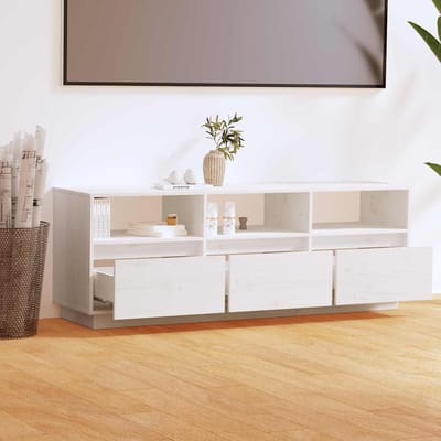 vidaXL - Tv-meubel - 140x37x50 - cm - massief - grenenhout - wit