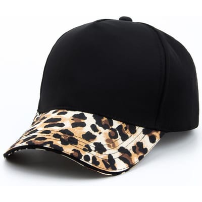 Casquette de Baseball à Imprimé Léopard pour Femme Mode Hip Hop Casquettes Décontractées Designer Chapeau Féminin Snapback Pour Femmes Filles Gorras (black,Adjustable) noir
