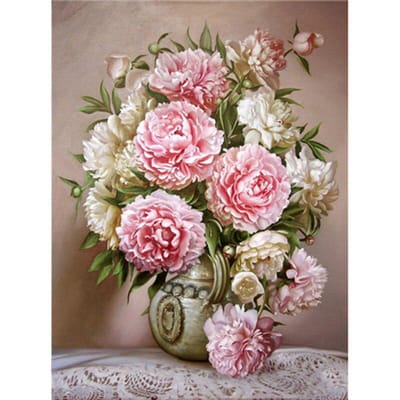 Peinture diamant 5D fleur de pivoine, perceuse ronde complète, broderie diamant, point de croix 20X30CM brown