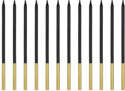 PartyDeco Kaarsen Zwart/Goud 12/pcs