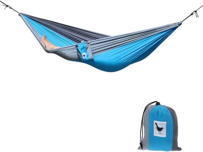 Reishangmat XXL - Dubbele hangmat - Ontspannen buiten - Parachutestof - 290 x 210 cm - Geel