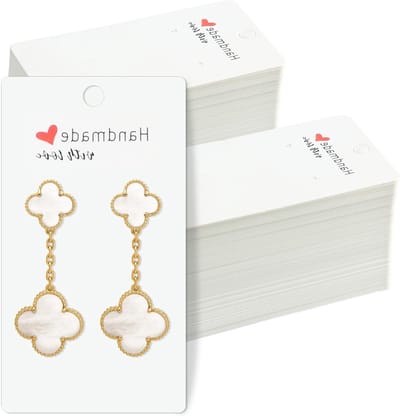 200 Stuks Kaarten voor Oorbellen, Handgemaakte Sieraden Presentatiekaarten van Karton, 5 x 9 cm (Wit)