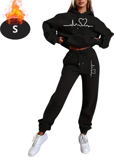 Nivard Joggingpak - Huispak - Volwassenen - Trainingspak - Comfortabel - Joggingsbroek - Tracksuit - Dames - Winter - Zwart - S