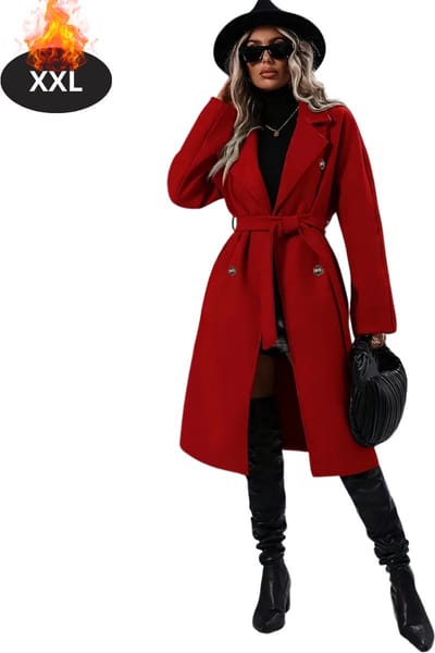 Livano Mantel Dames - Tussenmantel - Jas - Mantelpakje - Trenchcoat - Overjas - Overcoat - Winter - Rood - XXL