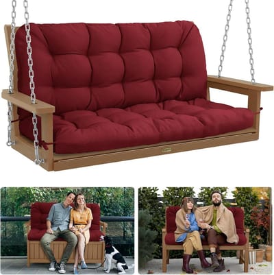 Schommelkussen Vervanging - Bankkussen Terras - Buiten Ontspannen - 2-in-1 Afneembaar Ontwerp - 112 x 106 x 13 cm - Bordeaux