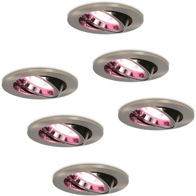 Hoftronic Smart - LED inbouwspot 6 stuks Smart Wifi Aluminium - 5,5W - IP20 - Dimbaar - Kantelbaar - RGBWW - Lublin - 400lm - Bedienbaar via Hoftronic Smart App - Bedienbaar via stem