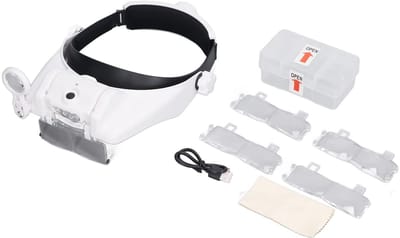 OmGoods - Dailygoody - LED-hoofdloep - Vergrootglazen - Handsfree ontwerp - Oplaadbaar - Verlichtingsrichting aanpasbaar - Ideaal voor fijn werk