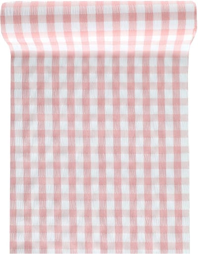 SANTEX - Roze vichy tafelloper 26 cm x 3 m guinguette thema