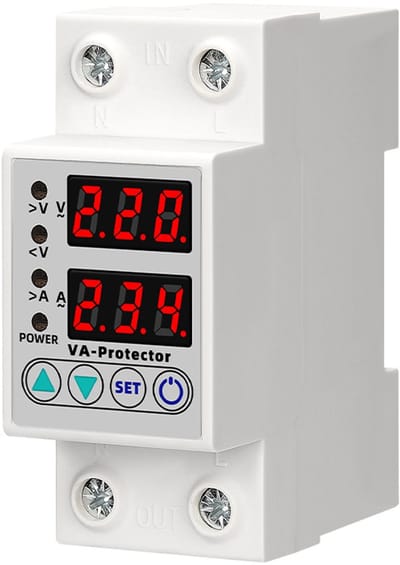 Spanningsbeveiliging Relais – 63A, DIN-rail, 230V, Met Digitale Weergave, Tegen Spanningspieken & -dalingen