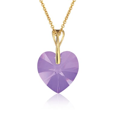 Montebello Ketting Pim HZ114 - Swarovski Hart - 925 Zilver Verguld - Ø14mm - 50cm