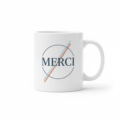 Merci – Elegante Bedank Koffiemok 330 ml | Minimalistisch Dankjewel Cadeau
