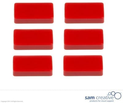 Sam Creative Whiteboard Magneten - Rechthoekig - 12x24 mm - Rood - 6 stuks