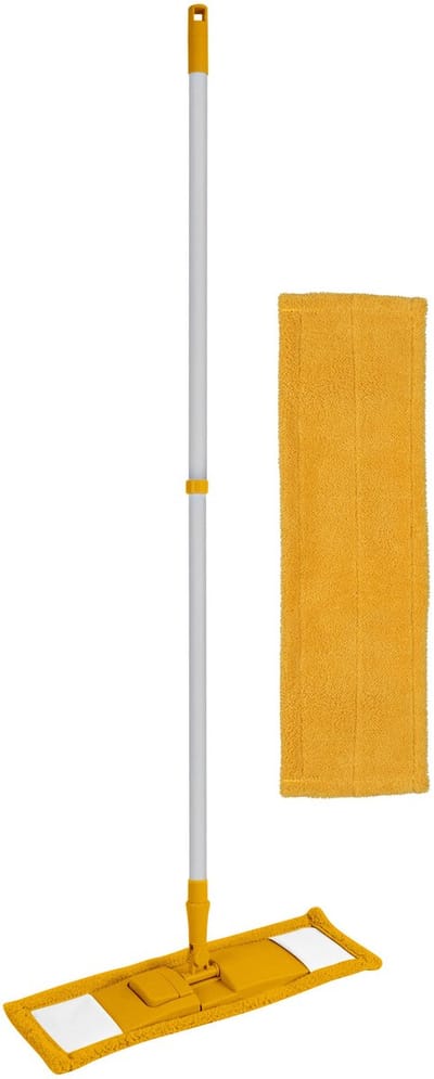 Urban Living vloerwisser microvezel dweil - met steel - verstelbaar - vloertrekker - geel - met 2x dweilen