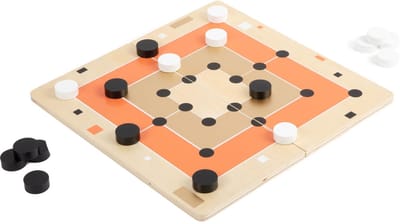 Small Foot - Wooden Solitaire and Mill Game Gold Edition