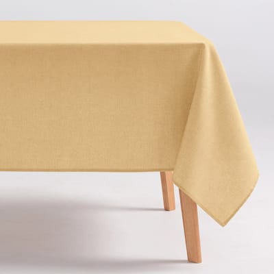 GAMUSI - GAMUSI INDIRA Tafelkleed - Vlekbestendig - Effen Design - 70% Katoen / 30% Polyester- 140 x 100 cm - Vuursteen - Tafellaken met Vlekwerende Coating - Landelijke Stijl