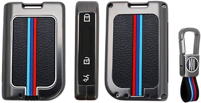 Autosleutel Hoesje geschikt voor Lynk & Co - Sleutelcover - Metalen Sleutelhoes - Accessoires - grijs