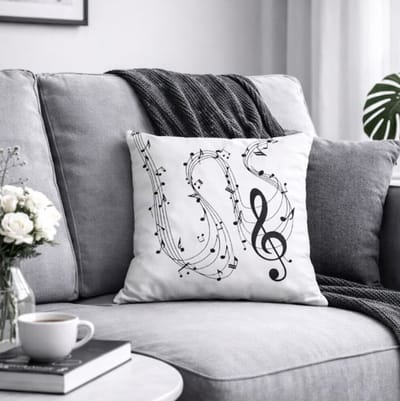 Melody Notes Collection Kussenhoes - muziek - muzieknoten - muzieknoot - 40x40 cm
