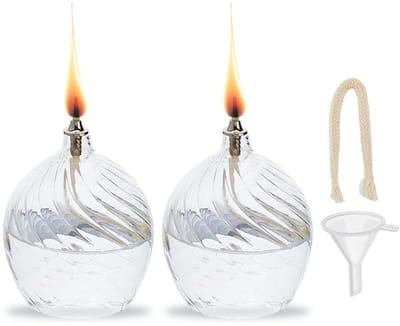 Solidchoice - Dailygoody - Olielampen - Unieke look - Transparant glas - Lange brandduur - Katoenen lont - Geschikt voor sfeervolle verlichting - 9 x 8 cm